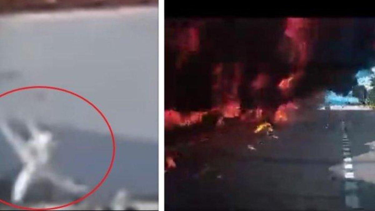 Rekaman Detik-detik Pesawat Jet Jatuh Lalu Terbakar