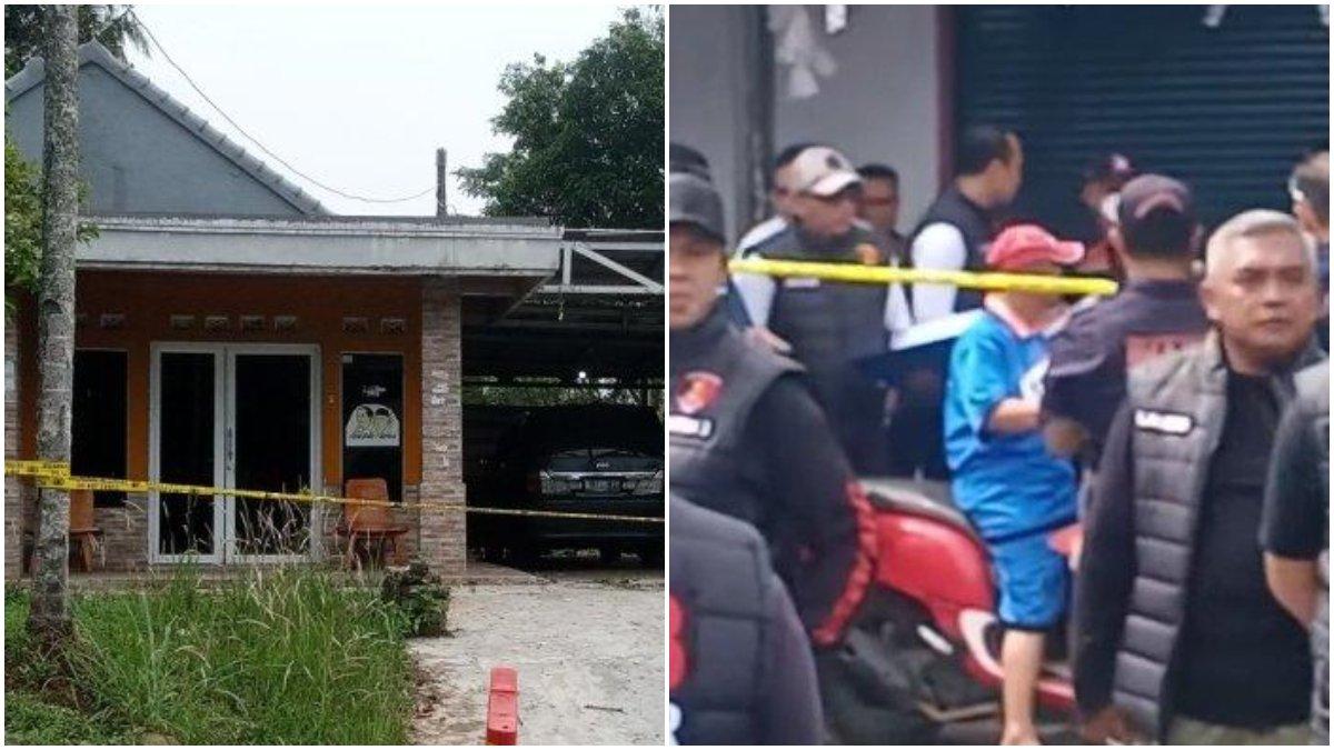 Rekonstruksi di TKP Kasus Subang pada hari ini, Rabu (22/11/2023). Yosef pakai topi merah.