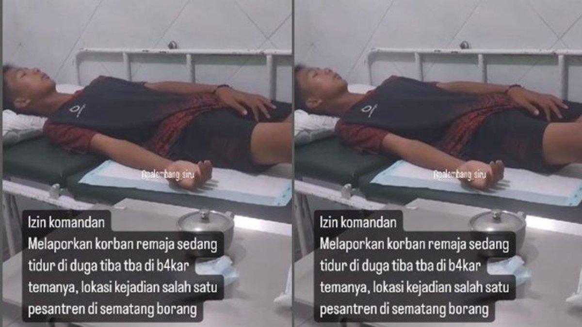 Remaja pesantren di Ponpes kawasan Sako Palembang berinisial RAR (14) menjadi korban penganiayaan diduga dibakar oleh temannya.