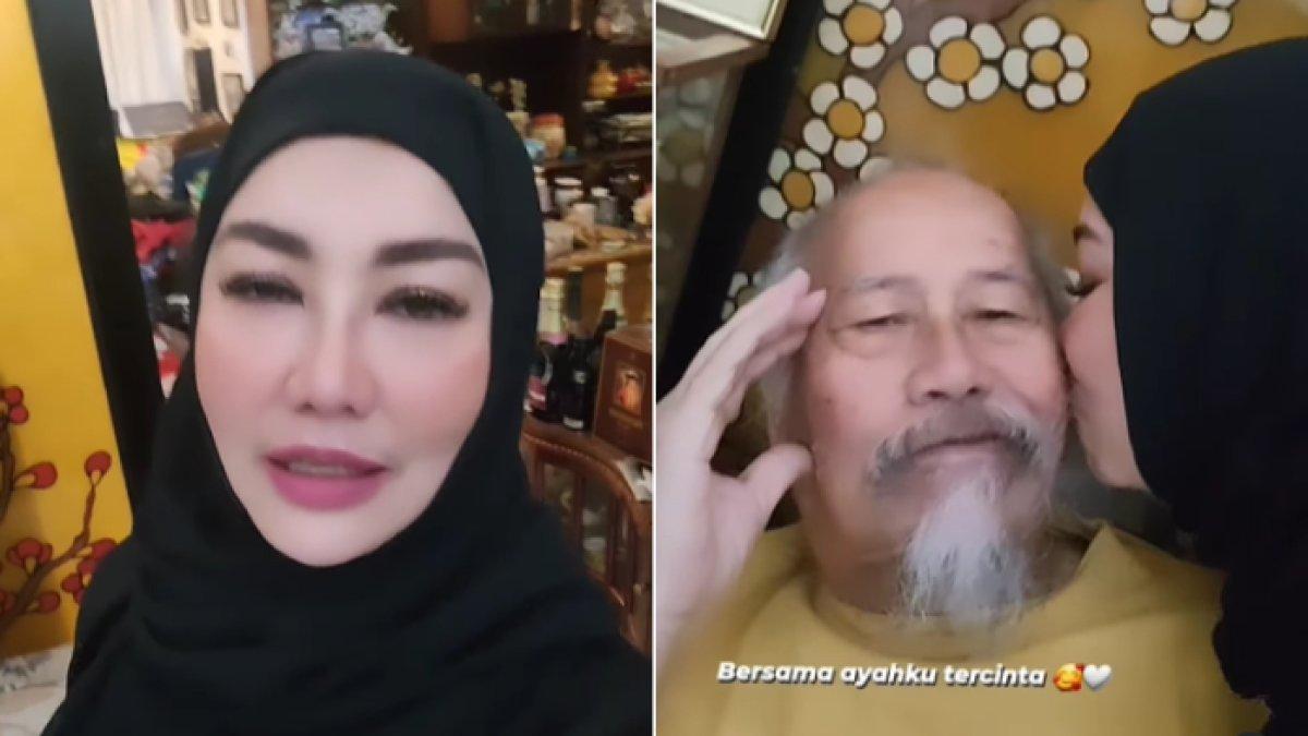 Reza Artamevia berhijab saat beri ucapan ultah untuk ayah