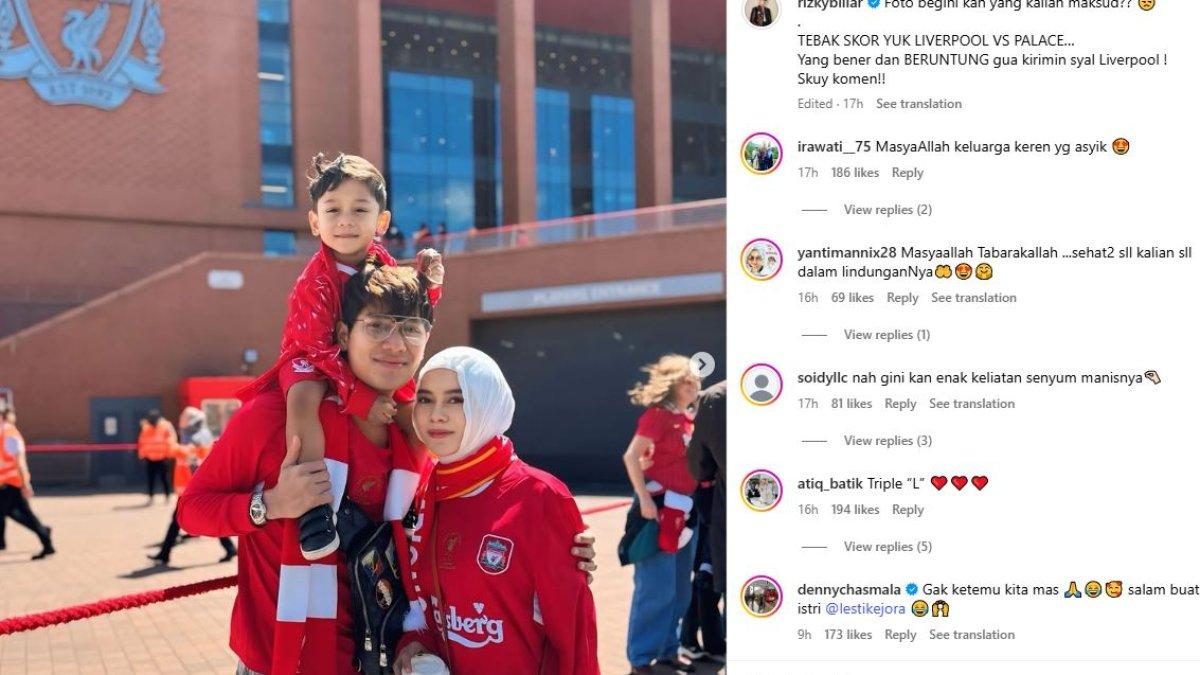 Rizky Billar pamer liburan ke Liverpool Inggris di tengah laporan Yoni Dores ke Lesti Kejora.