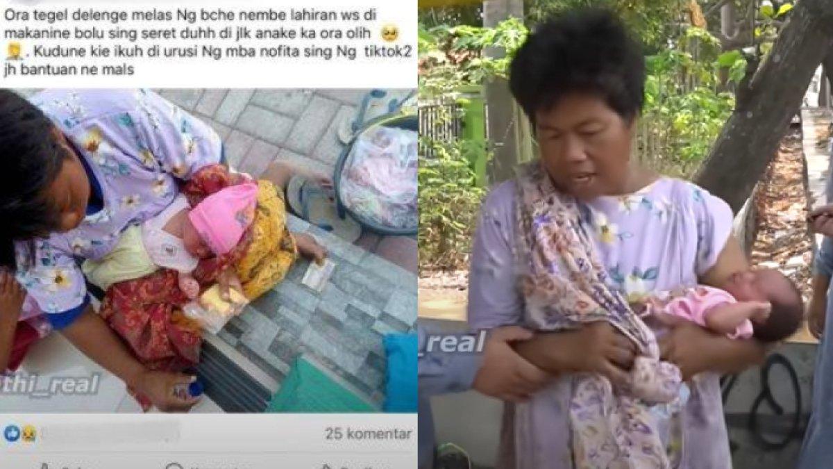 Romlah, ODGJ di Tegal melahirkan bayinya di depan toko