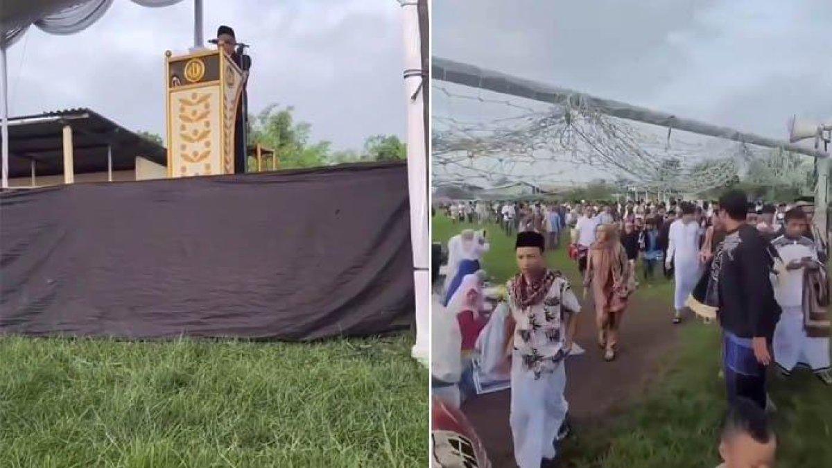 Sebuah video salat Idul Fitri viral di media sosial setelah jamaahnya mendadak membubarkan diri imbas isu khotbah yang dibawakan khotib.