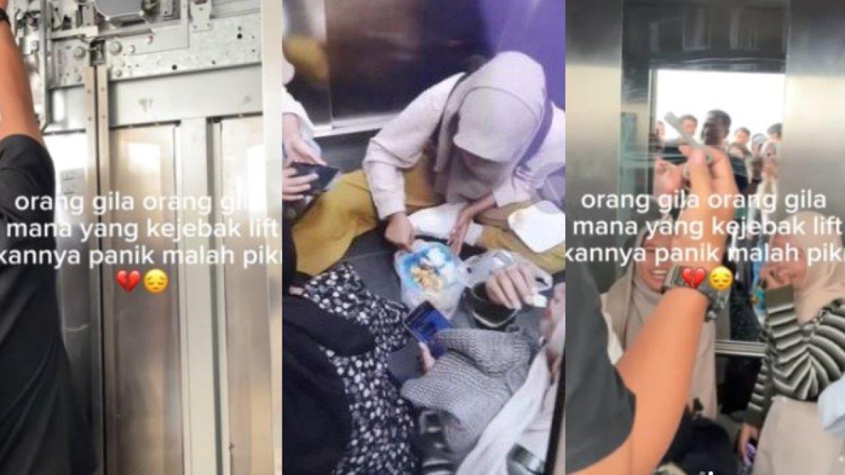 Sejumlah mahasiswa Universitas Jember terjebak di dalam lift. 