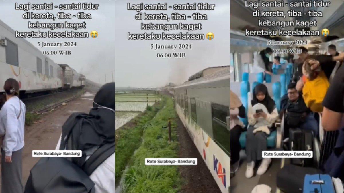 Seleb TikTok beber suasana setelah tabrakan kereta api di Cicalengka, Bandung, Jawa Barat