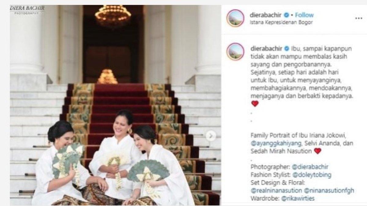 MOMEN AKRAB SELVI ANANDA DAN KAHIYANG AYU - Dalam satu kesempatan, Selvi Ananda, Kahiyang Ayu dan Iriana mengenakan kebaya modern berwarna putih. 