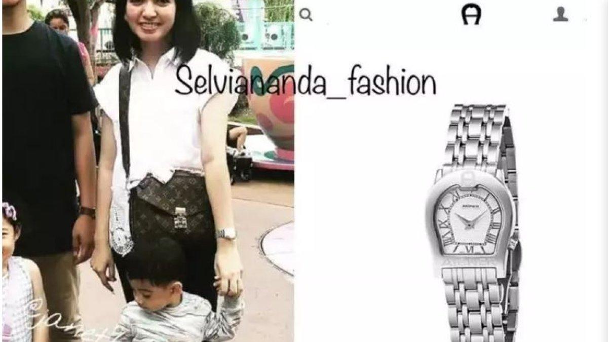 Selvi Ananda pernah terlihat menggunakan jam tangan Aigner seri Ravenna dalam balutan warna perak.
