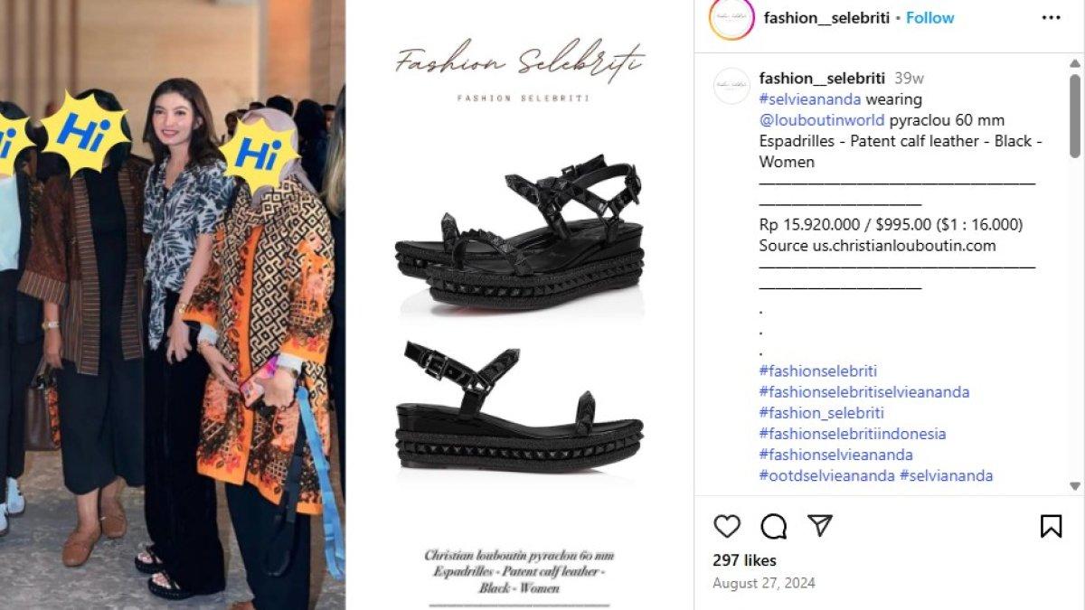 KOLEKSI SEPATU SELVI ANANDA - Selvi Ananda tampak mengenakan sepatu dari merk Christian Louboutin Pyraclou 60 mm Espadrilles.