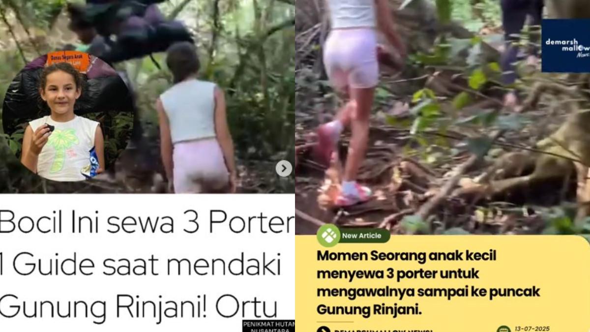PENDAKIAN BULE - Seorang anak perempuan warga negara asing (WNA) berhasil menaklukkan puncak Gunung Rinjani, salah satu jalur pendakian paling menantang di Indonesia.