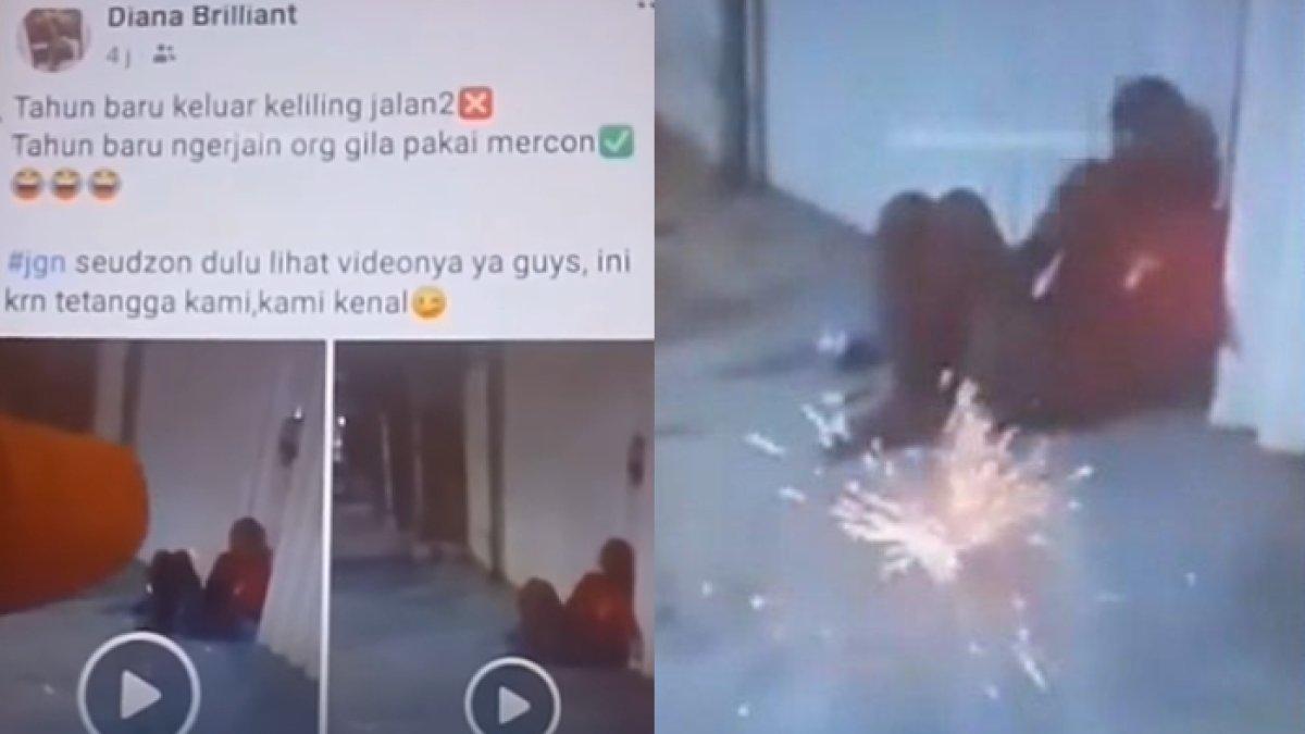 Seorang pria ODGJ mendapat perlakuan buruk di malam tahun baru. Ia dilempari petasan oleh wanita dan videonya diunggah ke Facebook.