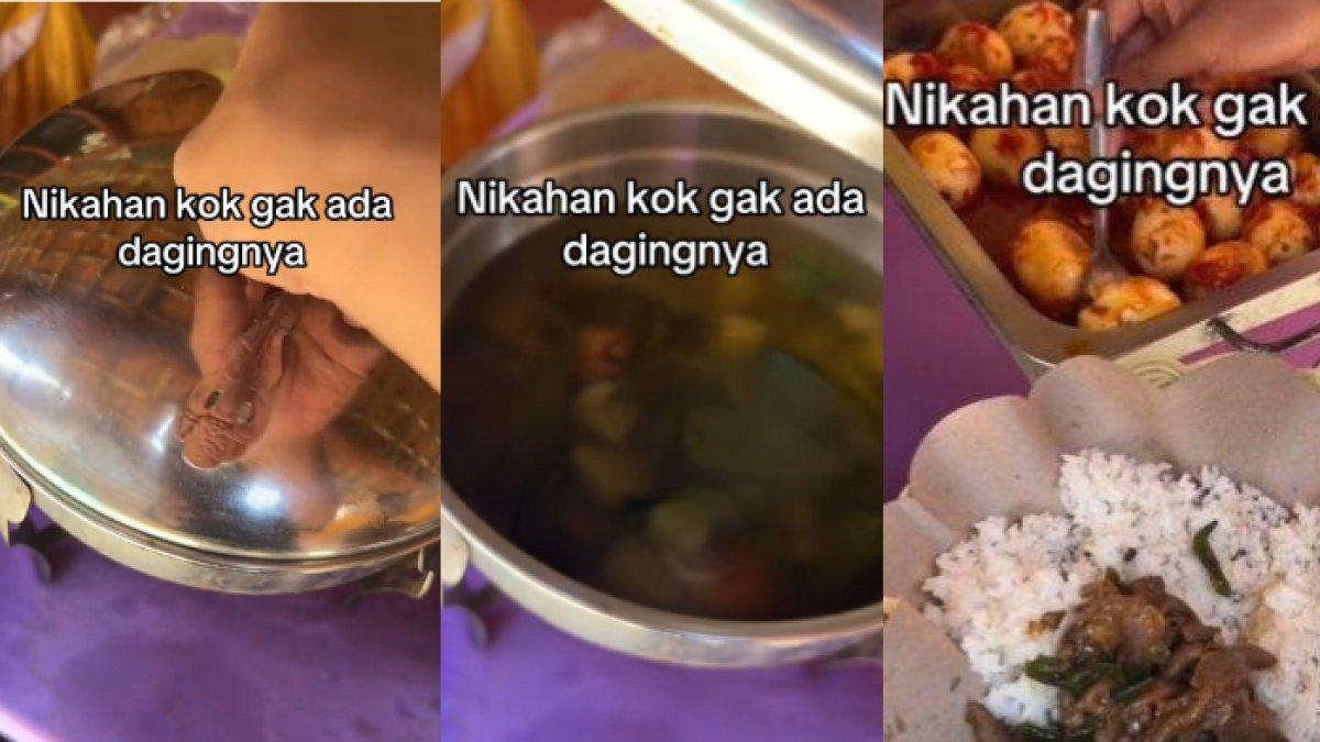 Seorang tamu undangan mengeluh saat hadiri acara pernikahan karena tak ada olahan daging dalam hidangan yang disajikan.