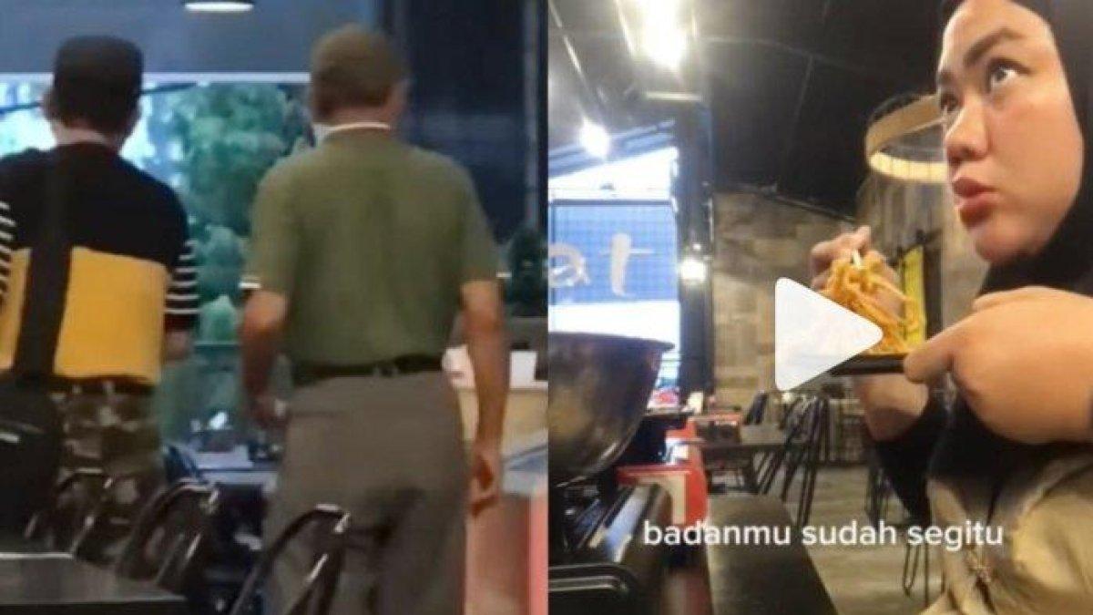 Seorang wanita kena body shaming, diejek oleh bapak-bapak tentang bentuk tubuhnya saat sedang makan