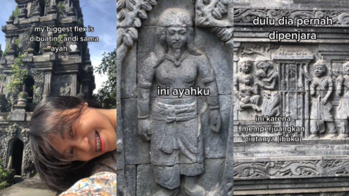 Seorang wanita memamerkan hadiah dari ayahnya yakni berupa candi. Ia menyebut ayahnya memang bucin kepada keluarga.