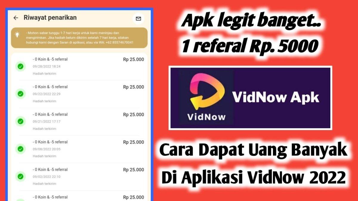 Cara mendapatkan uang Rp.250.000,- dari aplikasi VidNow