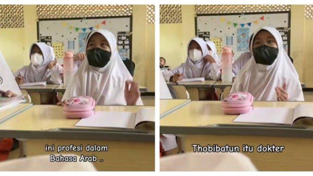 Siswa SD di Cileungsi yang diajari hafalan bahasa Arab dengan nada lagu Korea oleh Imah gurunya.