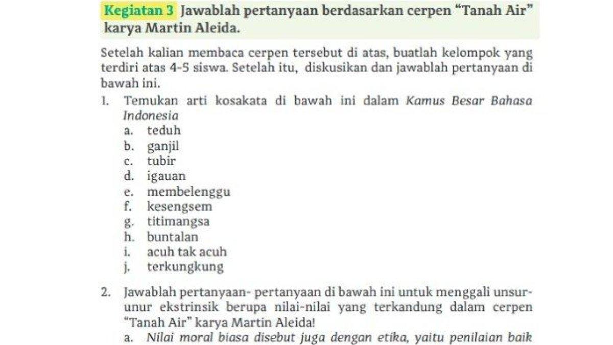 Soal buku Bahasa Indonesia Kelas 11 halaman 81 82 Kurikulum Merdeka - Kunci jawaban Bahasa Indonesia Kelas 11 halaman 81 82 Kurikulum Merdeka, kegiatan 3: Unsur intrinsik pada cerpen 