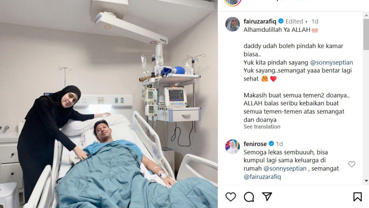 Sonny tampak masih terbaring lemah di ranjangnya.