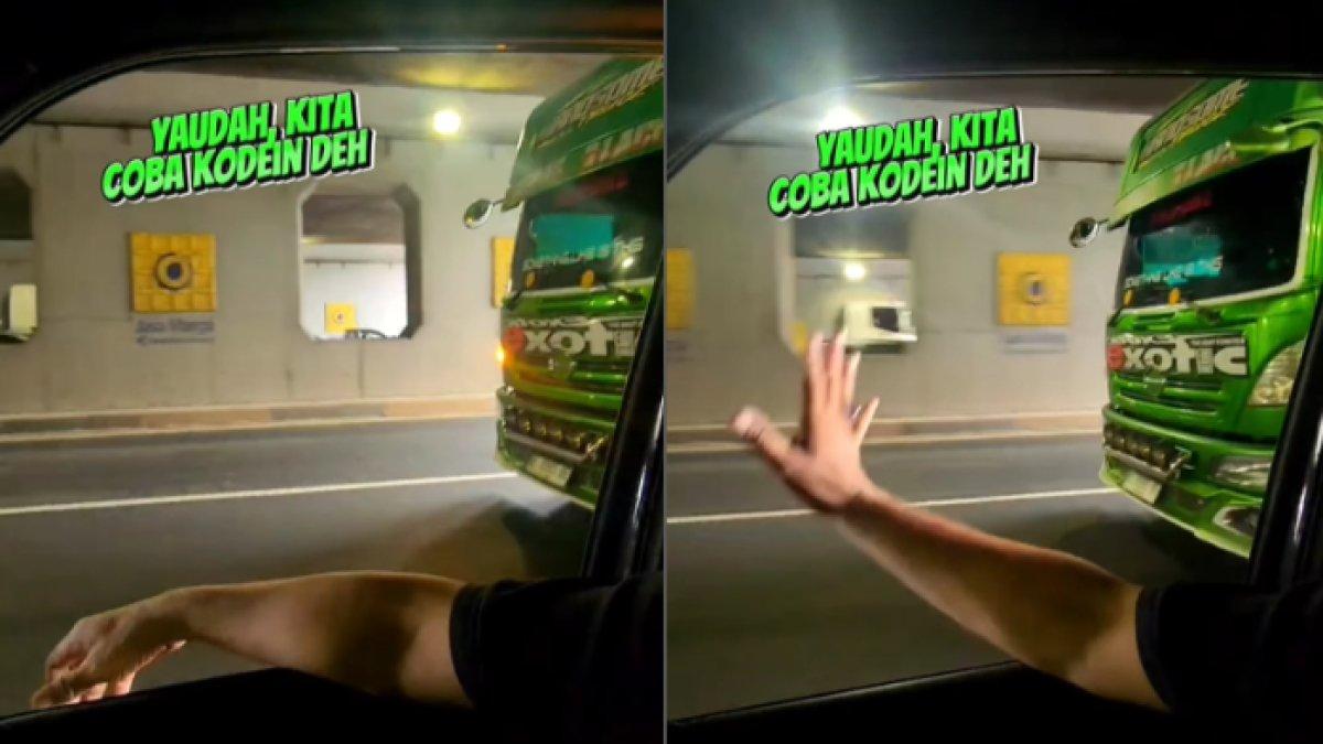Sopir truk langsung mempercepat laju kendaraannya agar bisa sejajar dengan mobil Najwa