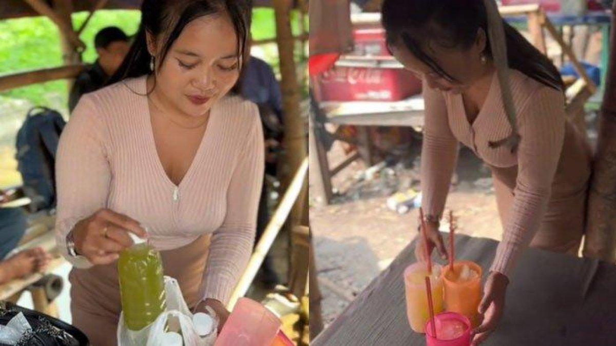 Sosok penjual es tebu cantik di Mojokerto