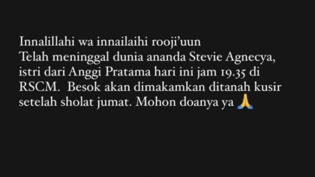 Stevie Agnecya meninggal dunia
