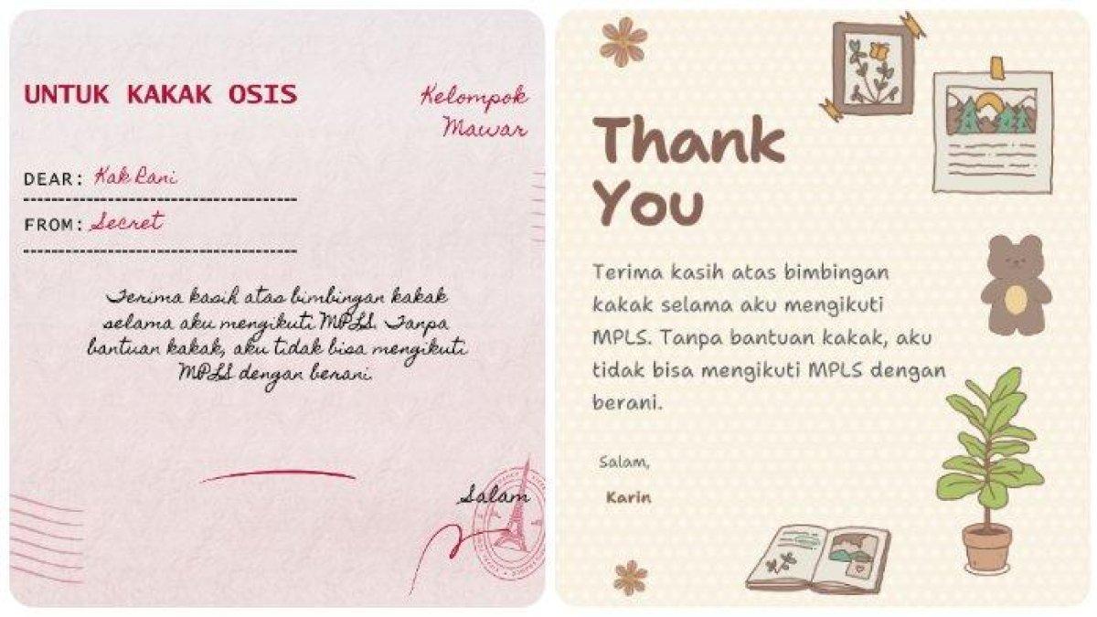 Surat untuk kakak OSIS MPLS perempuan.