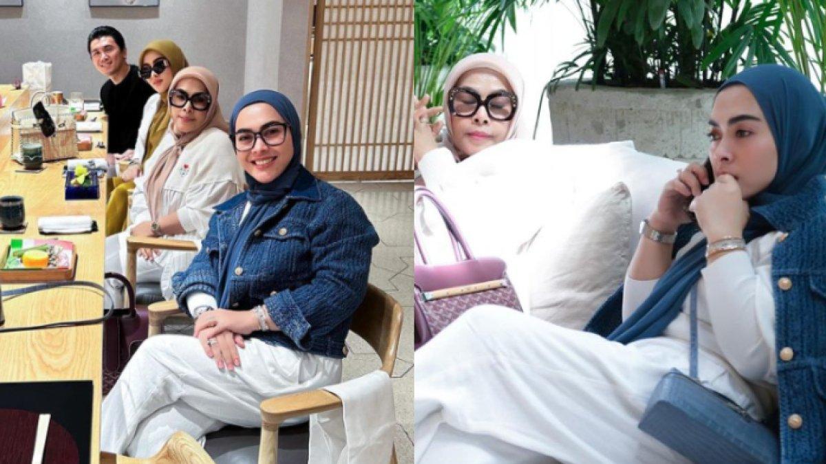 Syahrini dan Reino menikmati makan bersama keluarga