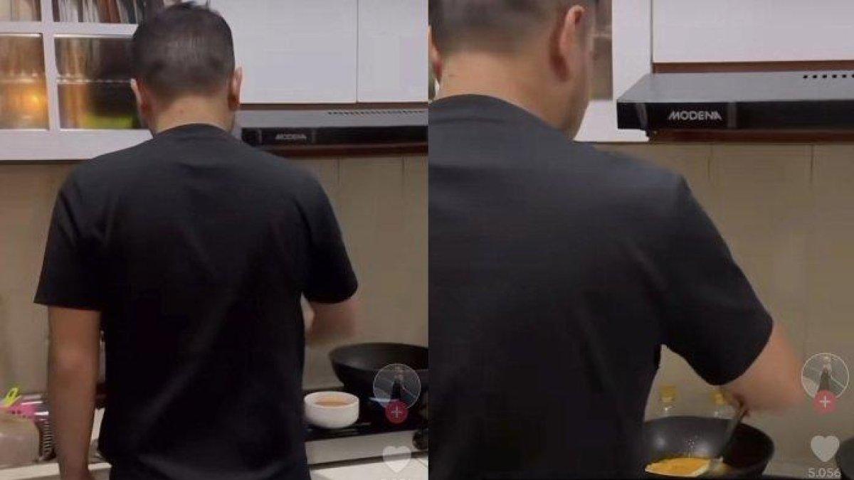 MASAK DI DAPUR - Tak terlihat di mana-mana, ternyata Irish Bella temukan suaminya lagi masak di dapur.