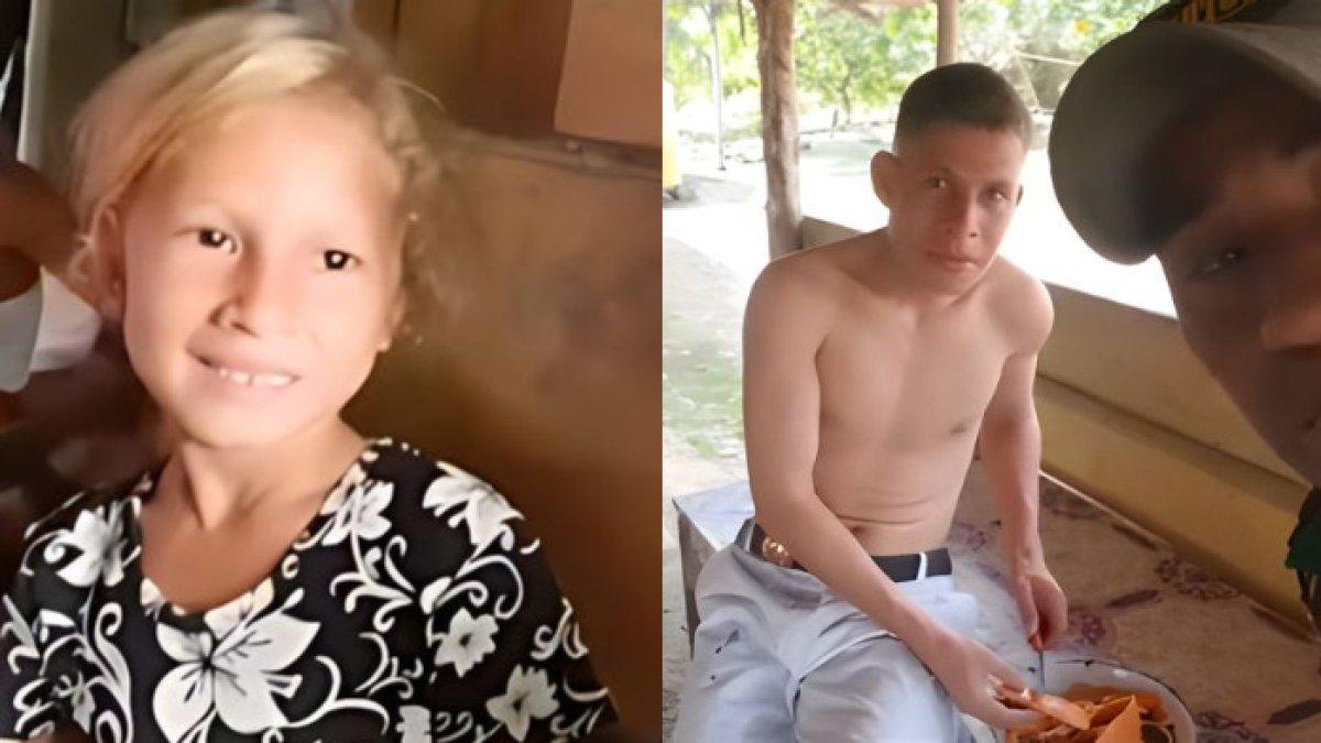 Tampak anak perempuan dan pemuda berwajah bule
