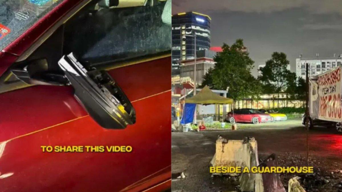 Tampak mobil Aeron kaca depannya pecah