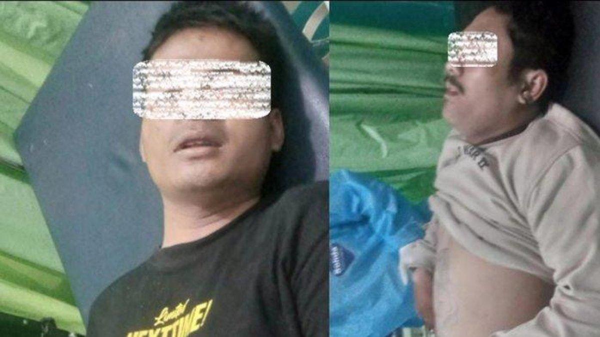 Tampang dua begal yang mengalami kecelakaan lalu lintas di depan Markas Polsek Tanjungsari, Sumedang, Minggu (12/11/2023) tengah malam.