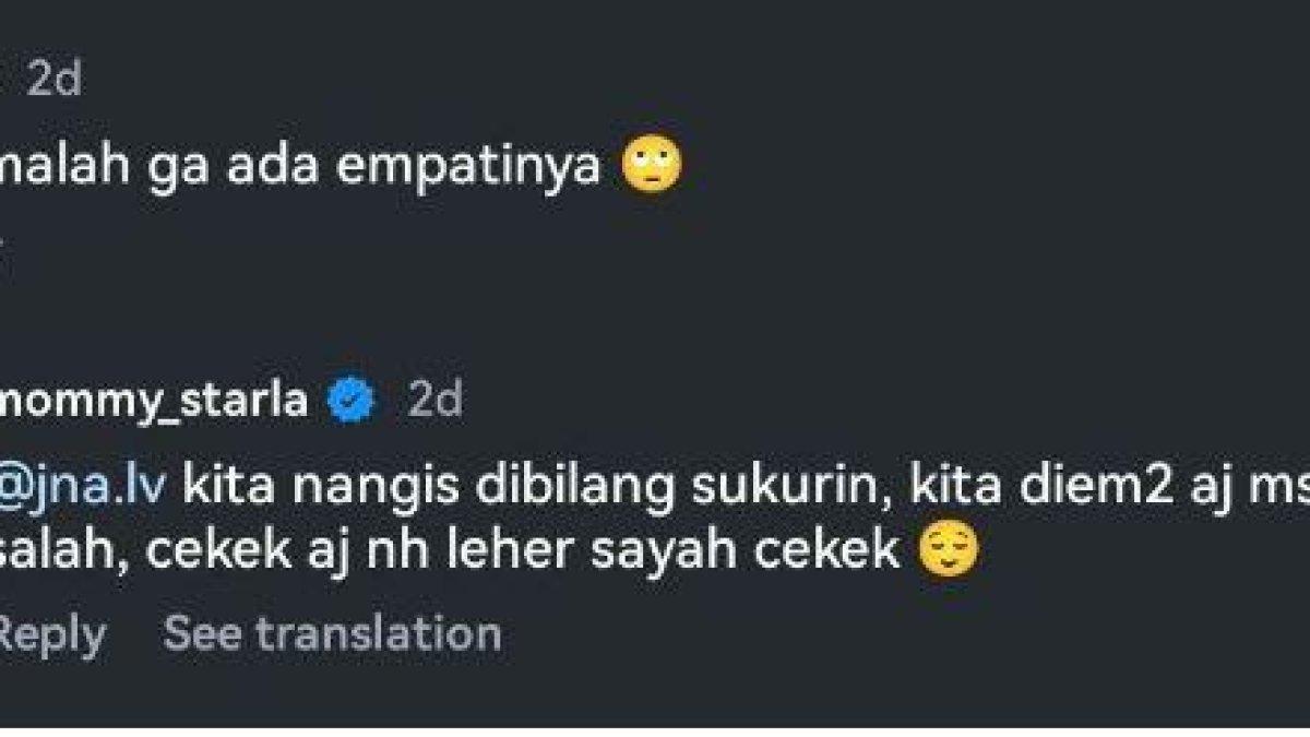 Tangkapan layar balasan komentar Inara Rusli