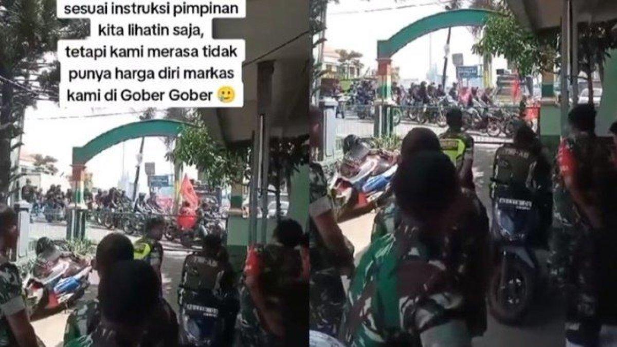 Tengah viral dimedia sosial markas TNI digeber rombongan pemotor yang pakai knalpot didepan anggota TNI heboh disorot.