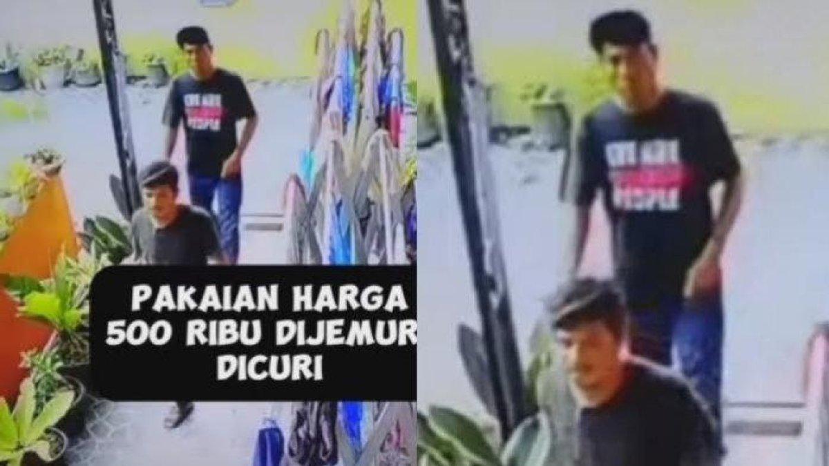 Terekam dua pria maling jemuran warga di Medan, modus pura-pura minta sumbangan