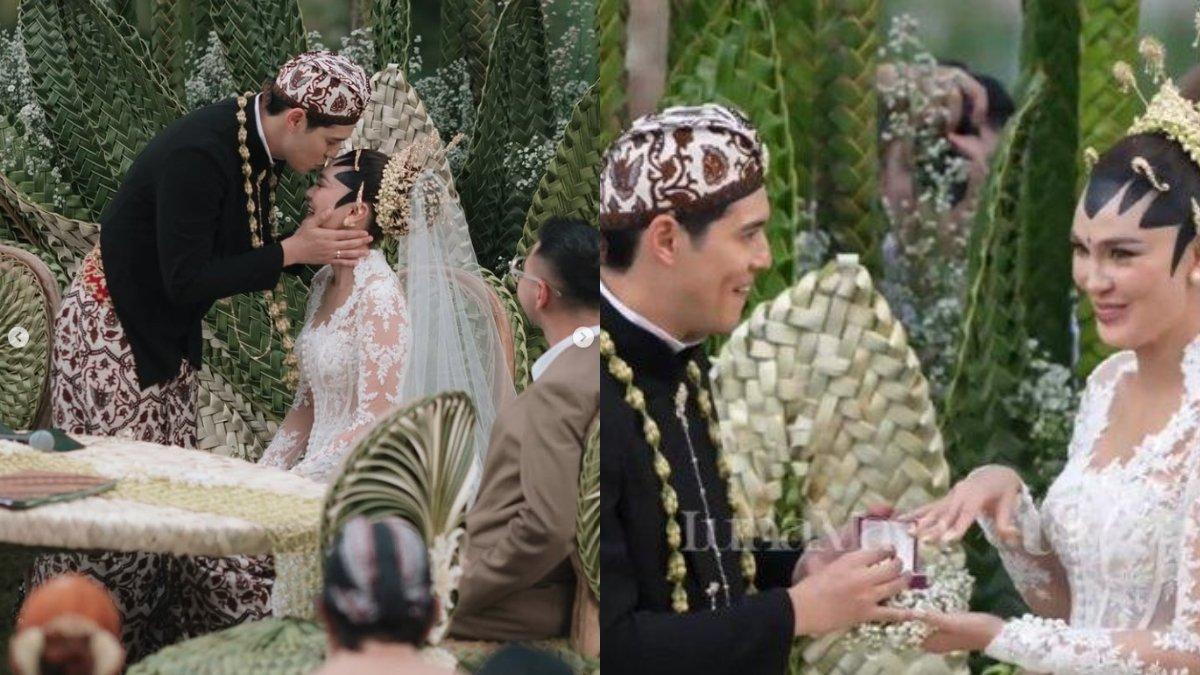 LUNA MAYA GROGI - Terlalu grogi, Luna Maya sampai salah ulurkan tangan kiri saat Maxime Bouttier akan pasangkan cincin.