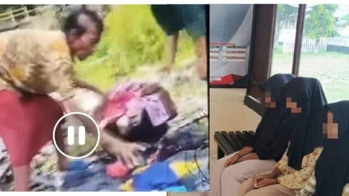 Tiga siswi pelaku persekusi terhadap seorang nenek di Desa Wamlana Kecamatan Fena Leisela, Kabupaten Buru, Maluku menjalani pembinaan di kantor Polsek Air Buata, Kamis (26/12/2024)