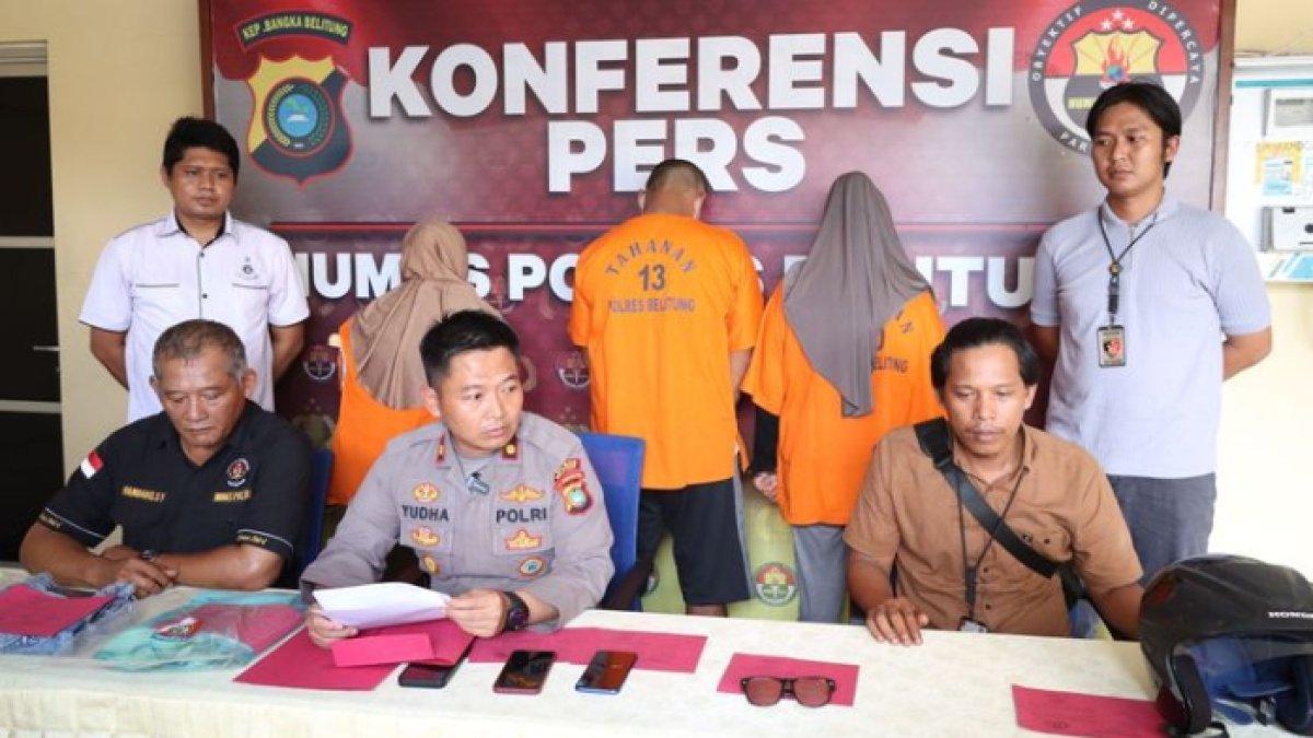 Tiga tersangka penganiayaan di Mapolres Belitung, Bangka Belitung