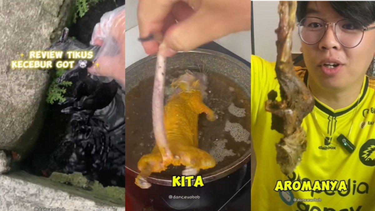 TikToker @danceuobob coba makan tikus got goreng