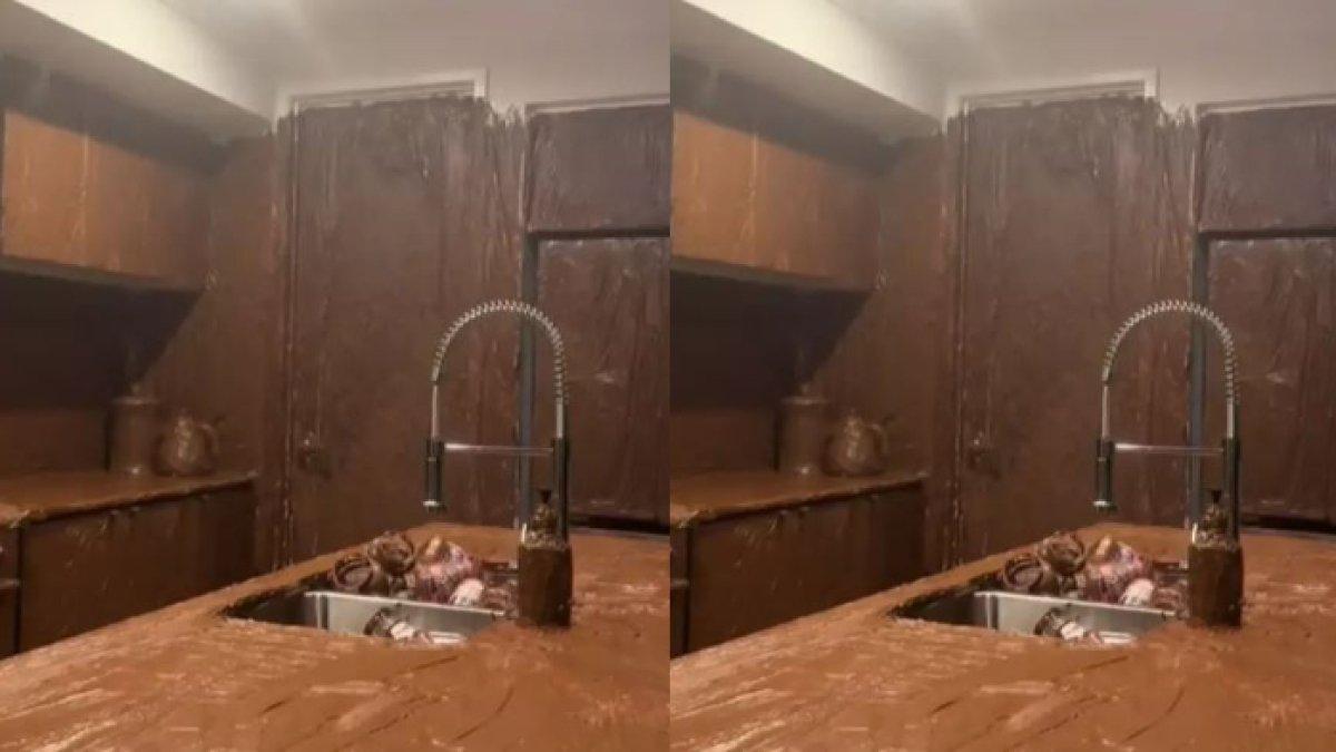 Tiktoker mengecat dapur orangtuanya dengan nutella