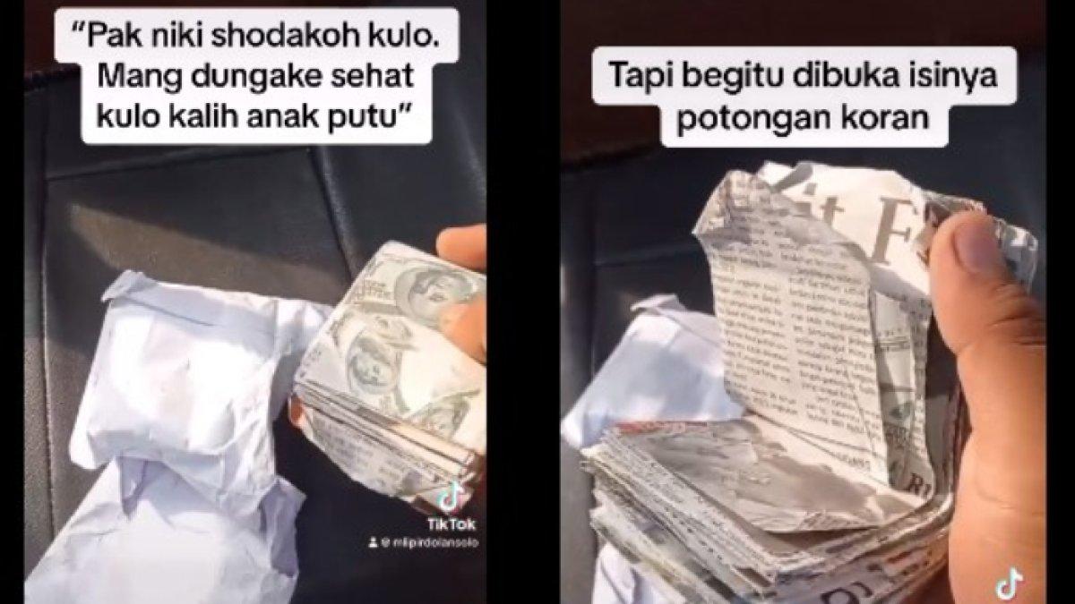 Tukang becak dikira dapat sedekah uang, ternyata isinya koran bekas