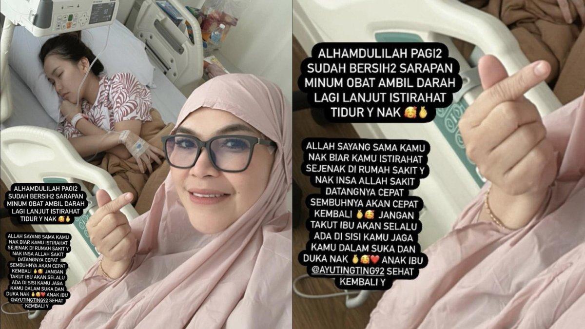 KONDISI AYU TING TING - Umi Kalsum ungkap kondisi Ayu Ting Ting yang masih terbaring lemas dengan tangan diifus.