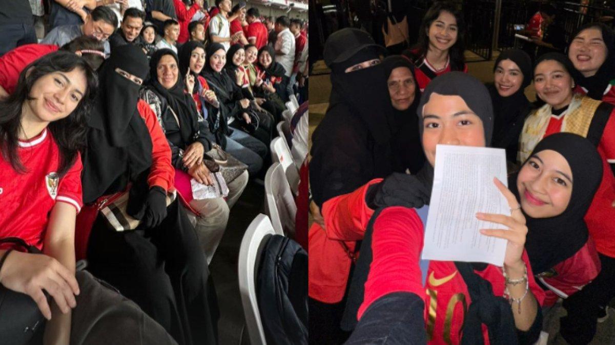 Ummi Pipik hadir di Stadion Utama Gelora Bung Karno untuk menyaksikan Timnas Indonesia vs Australia
