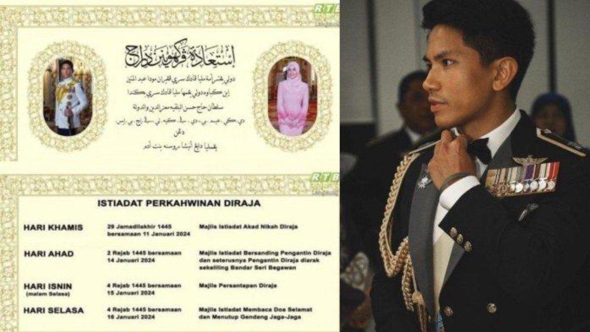 Undangan acara pernikahan Pangeran Abdul Mateen dan Anisha Isa.