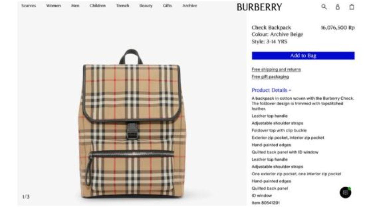 TAS MAHAL JAN ETHES - Usut punya usut, tas tersebut berasal dari brand mewah asal Inggris, Burberry.
