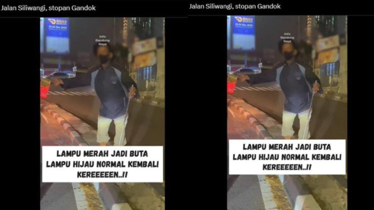 Video pengemis pura-pura buta di Jalan Siwilangi, Kota Bandung, Jawa Barat