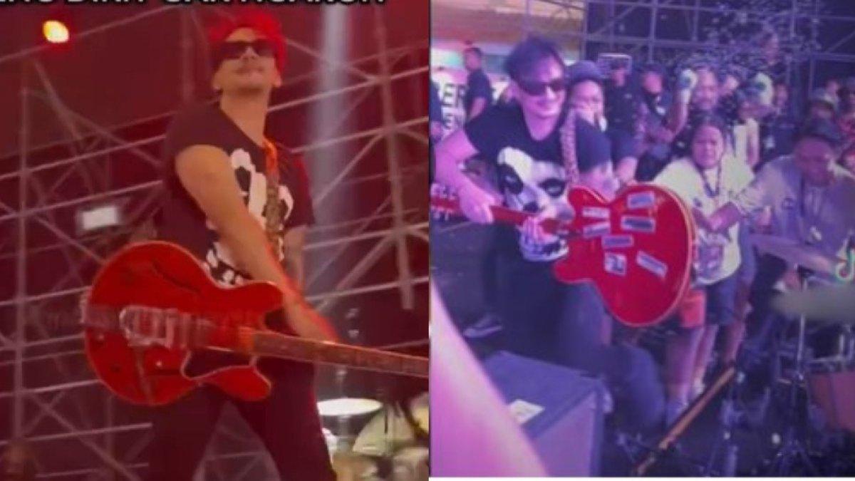 Vincent Rompies tampak berjalan sempoyongan hingga banting alat manggung