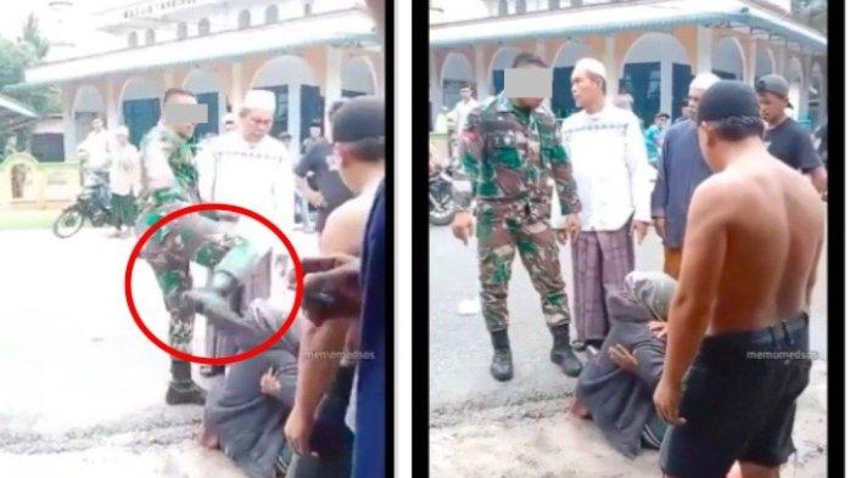 Viral Anggota TNI Tendang