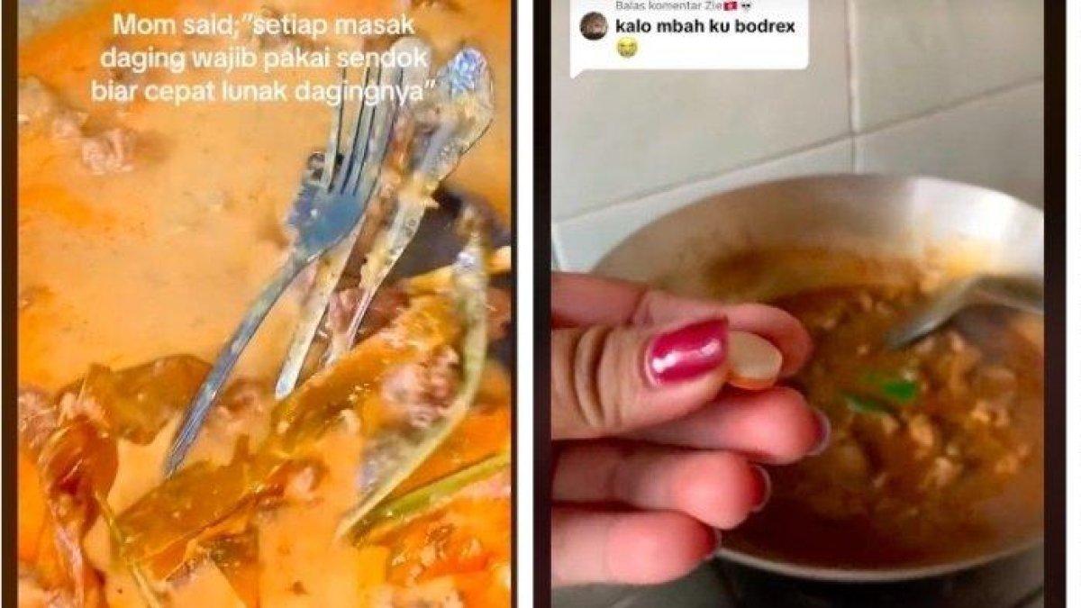 Viral Emak-emak Masak Daging