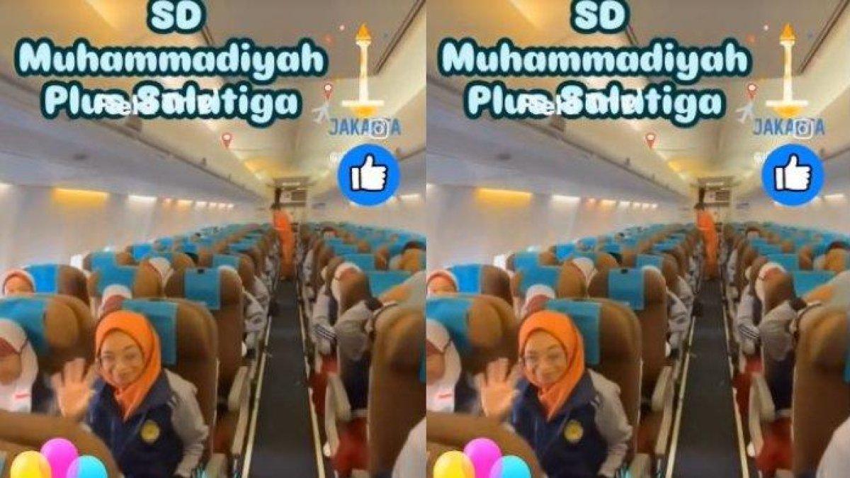 Viral SD Muhammadiyah Plus Salatiga study tour naik pesawat Garuda