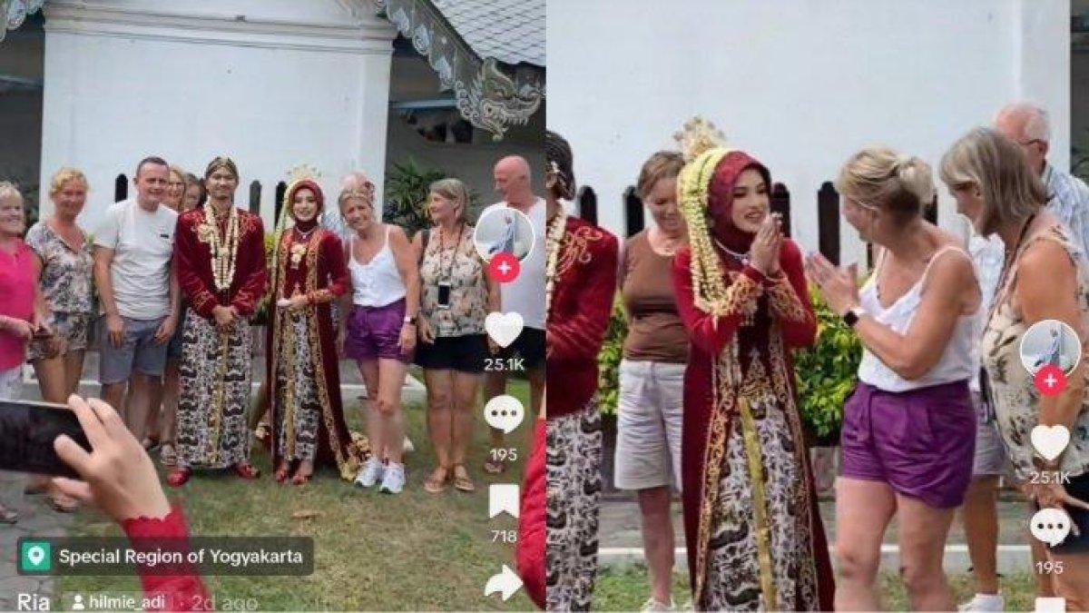 Viral bule tak diundang datang ke acara pernikahan dan ajak pengantin foto bersama