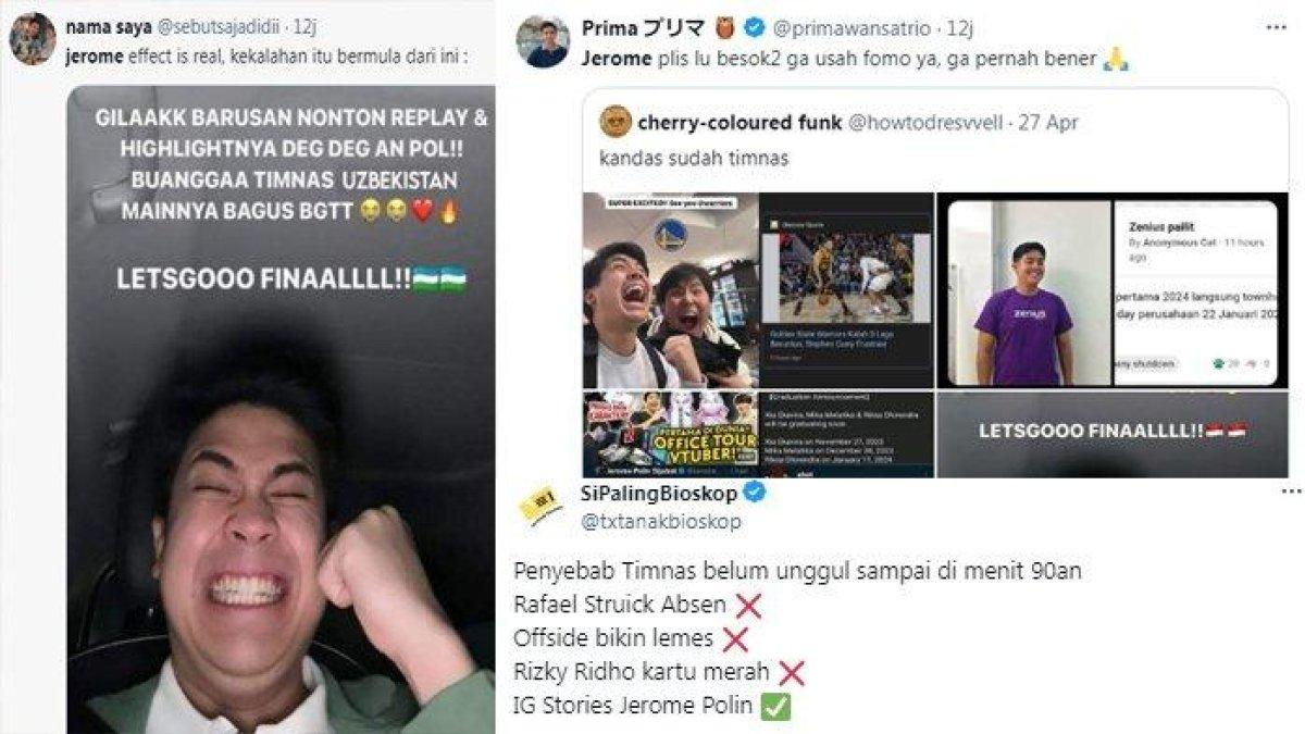 Viral cuitan netizen yang menyebut kekalahan Timnas Indonesia di Piala Asia U23 2024 karena ulah Jerome Polin yang FOMO